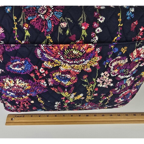 Vera Bradley Essential Messenger or Computer Bag of Midnight Wildflowers - Picture 12 of 13